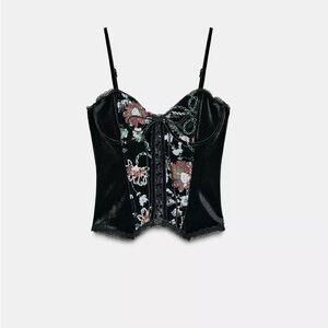 Zara Black Floral Lace Camisole